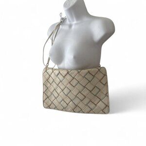 Cream quilted leather shoulder bag